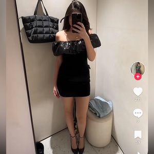 ZARA VELVET SEQUIN MINI DRESS